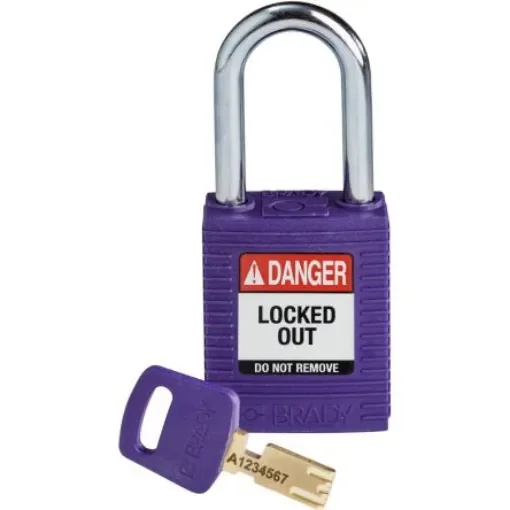 Brady LOTO-101 Key Weatherproof Nylon, Steel Padlock, 6.35mm Shackle, 38.00mm Body - 150250 product image