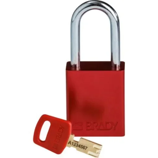 Brady LOTO-99 Key Weatherproof Aluminium Padlock, 6.35mm Shackle, 38.00mm Body - 150307 product image