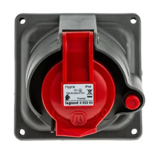Legrand Right Angle Switchable IP44, IP55 Industrial Interlock Socket 3P+E, 16A, 415 V - 0 522 03 product image