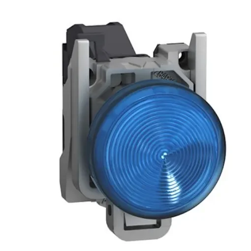 Schneider Electric, XB4, Panel Mount Blue LED Pilot Light, 22mm Cutout, IP65, Round, 24-254V ac/dc - XB4BVBM6GEX product image