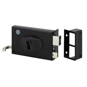 Dom Metalux Black Steel Rim Lock, Key Unlock - 9770 - FE97701070 product image