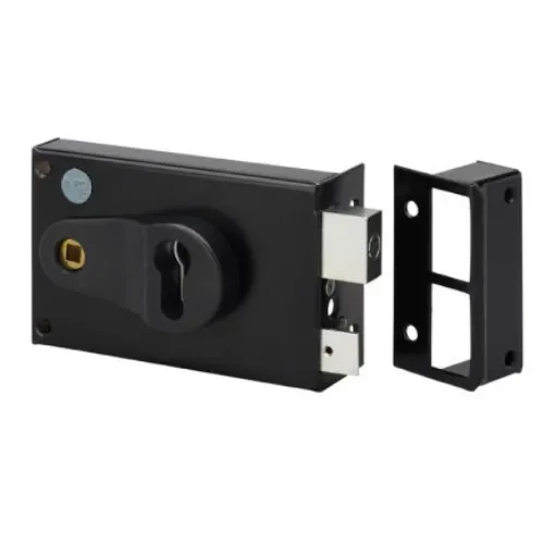 Dom Metalux Black Steel Rim Lock, Key Unlock - 9772 - FE97721070 product image