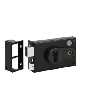 Dom Metalux Black Steel Rim Lock, Key Unlock - 9772 - FE97722070 product image