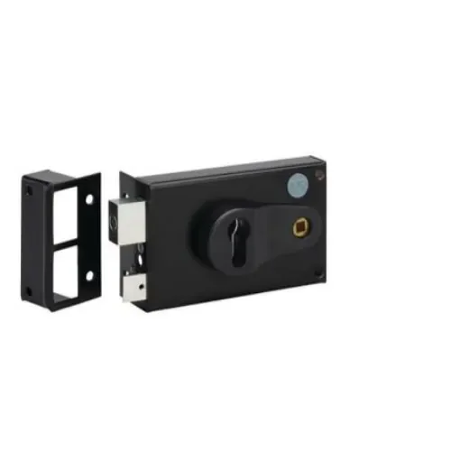Dom Metalux Black Steel Rim Lock, Key Unlock - 9772 - FE97722070 product image