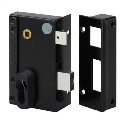 Dom Metalux Black Steel Rim Lock, Key Unlock - 9872 - FE98721020 product image