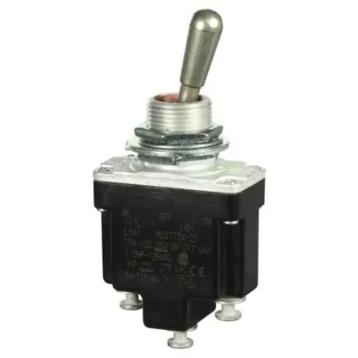 Honeywell Toggle Switch, Bushing Mount, On-Off-On, SPDT, Solder Terminal, 125V ac - 11TL1-1 product image