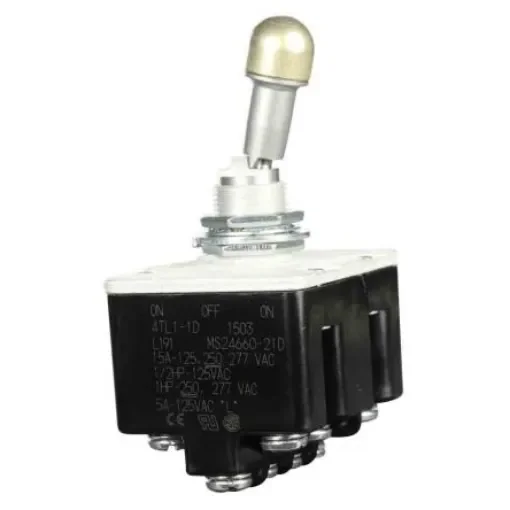 Honeywell Toggle Switch, Bushing Mount, On-Off-On, 4PDT, Screw Terminal, 125V ac - 4TL1-1D product image