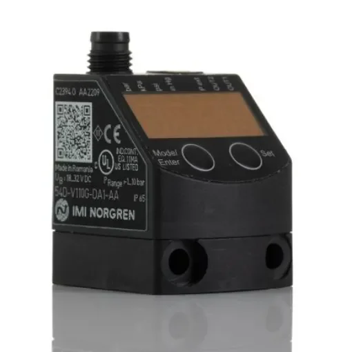 Norgren Pressure Sensor, -1bar Min, 1bar Max, Transistor Output, Relative Reading - 54D-V110G-DA1-AA product image