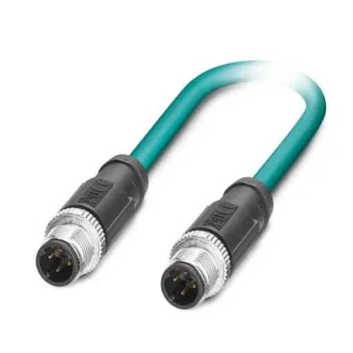 Phoenix ContactNBC, 1m Cat5, Blue M12 to Male M12 Male Shielded, Terminated PUR Sheath - 1407376 product image