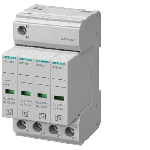 Siemens 1 Phase Surge Protector, 25kA, DIN Rail Mount - 5SD7424-0 product image