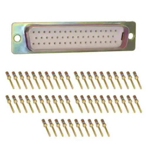 Amphenol India M24308 50 Way Panel Mount D-sub Connector Plug, 2.77mm Pitch, with 4-40 Screw Locks - M24308/4-5F product image