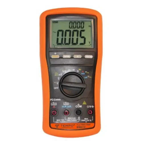 Tempo MM810 Handheld Digital Multimeter, True RMS, 10A ac Max, 6mA dc Max, 999.9V ac Max - 55500085 product image