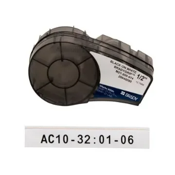 Brady B-414 Black on White Label Printer Tape, 3.048 m Length, 12.70 mm Width - M21-500-414 product image