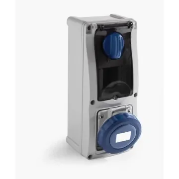 RS PRO IP67 Blue Surface Mount 2P + E Vertical Industrial Power Socket, Rated At 16A, 230 V - 2144129 product image