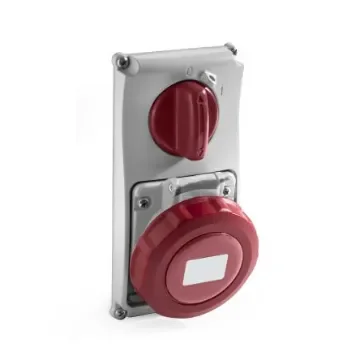 RS PRO IP67 Red Panel Mount 3P + N + E Vertical Industrial Power Socket, Rated At 32A, 400 V - 2144240 product image