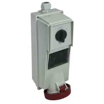 RS PRO IP67 Red Wall Mount 3P + N + E Vertical Industrial Power Socket, Rated At 63A, 400 V - 2144241 product image