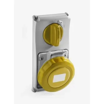 RS PRO IP67 Yellow Panel Mount 2P + T Vertical Industrial Power Socket, Rated At 16A, 110 V - 2144243 product image