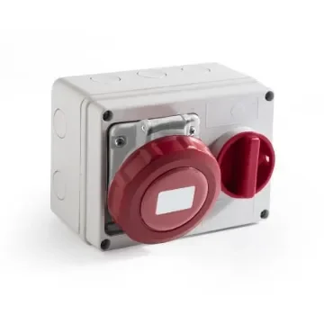 RS PRO IP67 Red Wall Mount 3P + N + E Horizontal Industrial Power Socket, Rated At 16A, 400 V - 2144246 product image