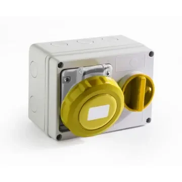 RS PRO IP67 Yellow Wall Mount 2P + E Horizontal Industrial Power Socket, Rated At 16A, 110 V - 2144256 product image