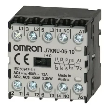 Omron Contactor, 180 V ac Coil, 3-Pole, 5 A, 2.2 kW, 1NO - J7KNU-05-10 180 product image