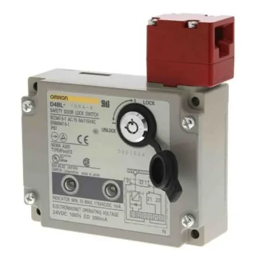Omron D4BL Series Solenoid Interlock Switch, Power to Unlock, 24V dc, 1NC/1NO + 1NC - D4BL-1CRG-A product image