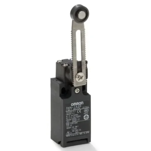 Omron Adjustable Roller Lever Limit Switch, 1NC/1NO, IP67, SPST, Metal Housing, 240V ac Max, 10A Max - D4N-912G product image