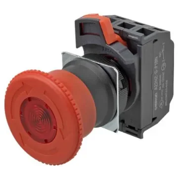 Omron A22NE Series Twist Release Emergency Stop Push Button, Panel Mount, 22mm Cutout, 1NC - A22NE-M-P002-C product image