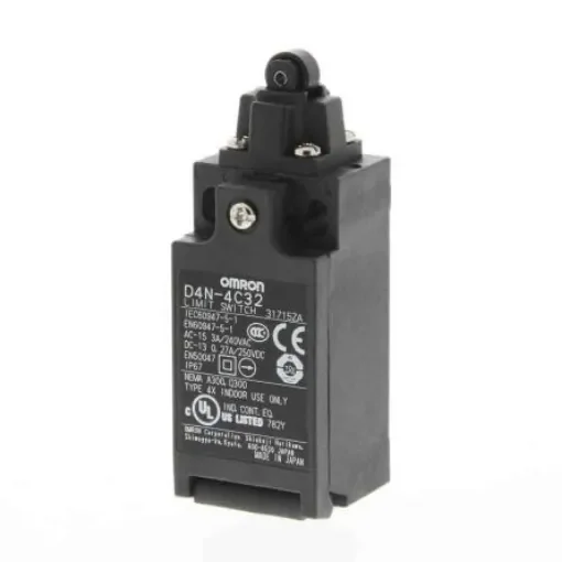 Omron Roller Plunger Limit Switch, 2NC/1NO, IP67, DPST, Metal Housing, 240V ac Max, 10A Max - D4N-4C32 product image