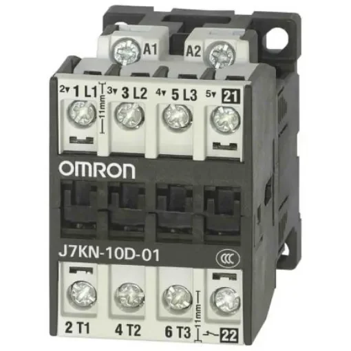 Omron Contactor, 110 VAC Coil, 3-Pole, 10 A, 4 kW, 1NC + 3NO - J7KN-10D-01 110 product image