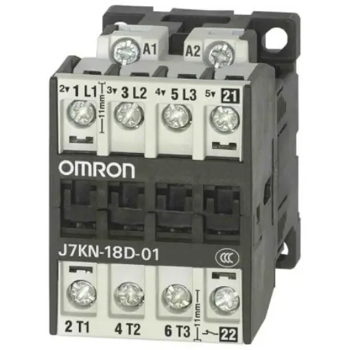 Omron Contactor, 230 VAC Coil, 3-Pole, 18 A, 7.5 kW, 3NO + 1NC - J7KN-18D-01 230 product image