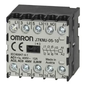 Omron Contactor, 110 VAC Coil, 3-Pole, 5 A, 2.2 kW, 3NC + 1NO - J7KNU-05-10 110 product image
