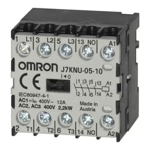 Omron Contactor, 110 VAC Coil, 3-Pole, 5 A, 2.2 kW, 3NC + 1NO - J7KNU-05-10 110 product image