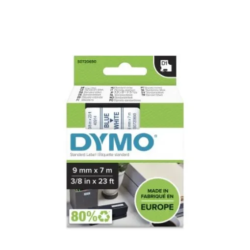 Dymo Blue on White Label Printer Tape, 7 m Length, 9 mm Width - S0720690 product image