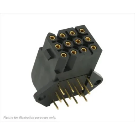 Souriau Sunbank by Eaton SMS Series Right Angle PCB Mount PCB Socket, 12-Contact, 4-Row, 5.08mm Pitch, Solder - SMS12GE53 product image