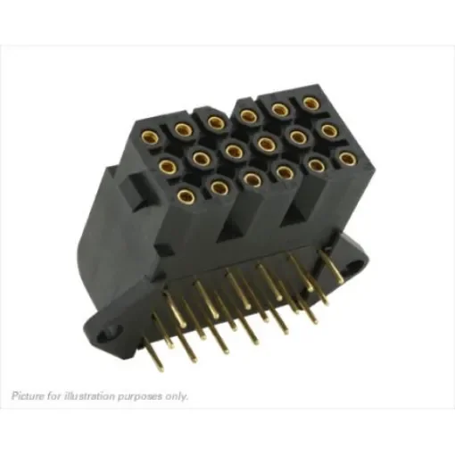 Souriau Sunbank by Eaton SMS Series Right Angle PCB Mount PCB Socket, 18-Contact, 6-Row, 5.08mm Pitch, Solder - SMS18GE53 product image