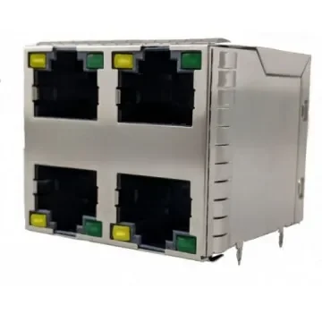 Amphenol Communications Solutions RJE4 Series Female RJ45 Connector, PCB Mount, Cat5e 2 x 2 Port 8P8C -Way - RJE4W48874A1 product image