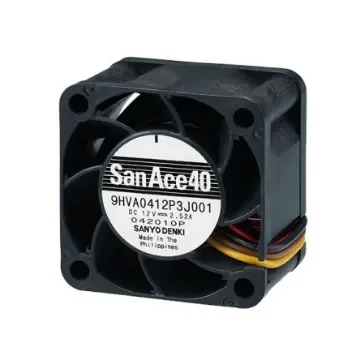Sanyo Denki Axial Fan, 12 V dc, DC Operation, 37.1cfm, 31.2W, 2.6A Max, 40 x 40 x 28mm - 9HVA0412P3J001 product image