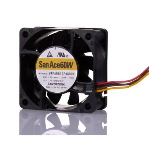 Sanyo Denki San Ace 60W Series Axial Fan, 12 V dc, DC Operation, 53.7cfm, 11.16W, 930mA Max, IP68, 60 x 60 x 25mm - 9WPA0612P4G001 product image