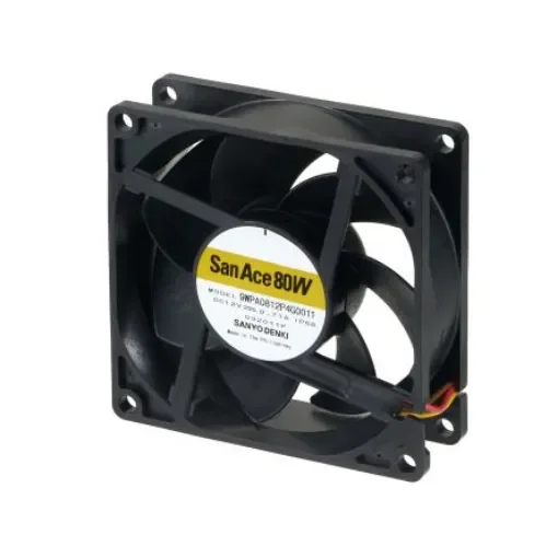 Sanyo Denki Axial Fan, 12 V dc, DC Operation, 81.9cfm, 8.52W, 710mA Max, IP68, 80 x 80 x 25mm - 9WPA0812P4G001 product image