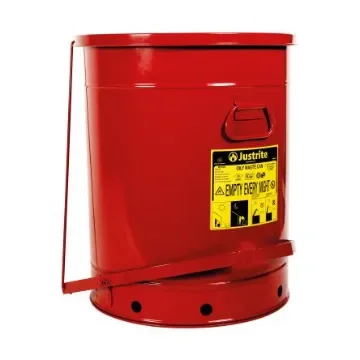Justrite Safety Cans 80L Red Pedal Steel Oily Waste Can - JCN09700RD product image