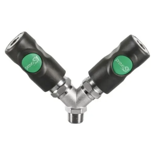 PREVOST Composite Body Male Safety Y-Shaped Quick Connect Coupling, G 3/8 Male Threaded - ESI 078152 product image