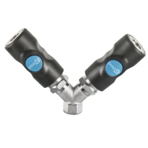 PREVOST Composite Body Female Safety Y-Shaped Quick Connect Coupling, G 1/2 Female Threaded - ISI 068103 product image