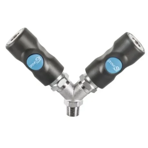 PREVOST Composite Body Male Safety Y-Shaped Quick Connect Coupling, G 1/2 Male Threaded - ISI 068153 product image