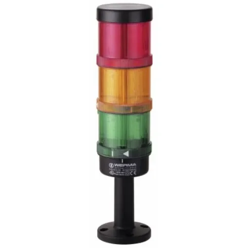 Werma KombiSIGN 71 Series Red/Green/Yellow Signal Tower, 3 Lights, 24 V, Tube-mounted - 649.240.05 product image