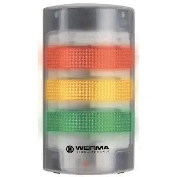 Werma FlatSIGN Series Red/Green/Yellow Buzzer Signal Tower, 3 Lights, 24 V, Wall Mount - 691.200.55 product image