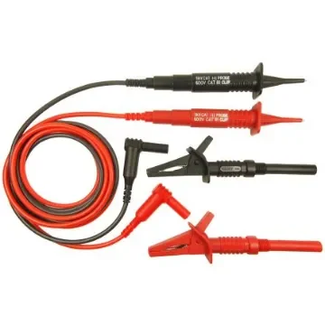 RS PRO Test Lead & Connector Kit With 1 Black Lead Assembly, 1 Red Lead Assembly, 1 x Black Screw-Fit Crocodile Clip, 1 - 2188294 product image