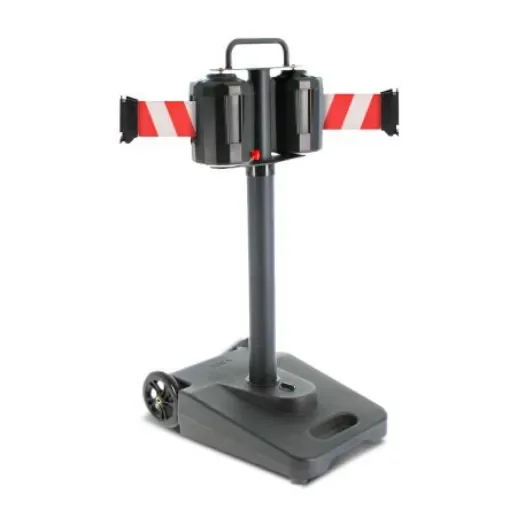 Viso Black Polypropylene, Steel Retractable Barrier, 15m, Red/White Tape - SMART1510RB2 product image