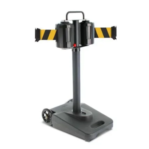 Viso Black Polypropylene, Steel Retractable Barrier, 15m, Black/Yellow Tape - SMART1510NJ2 product image