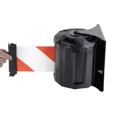 Viso Black Polypropylene, Steel Wall Mount Barrier, 15m, Red/White Tape - RWX1510RB product image