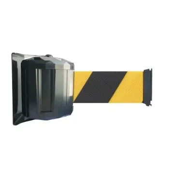 Viso Black Polypropylene, Steel Wall Mount Barrier, 15m, Black/Yellow Tape - RWX1510NJ product image